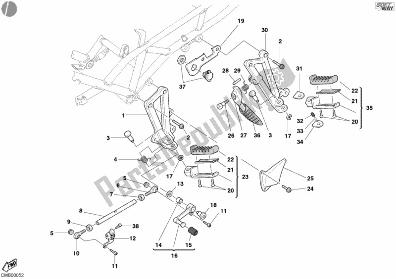 Tutte le parti per il Poggiapiedi, A Sinistra del Ducati Sport ST4 S 996 2003